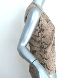 Yves Saint Laurent Top Beige Snakeskin Print Wool Size Small Sleeveless Sweater