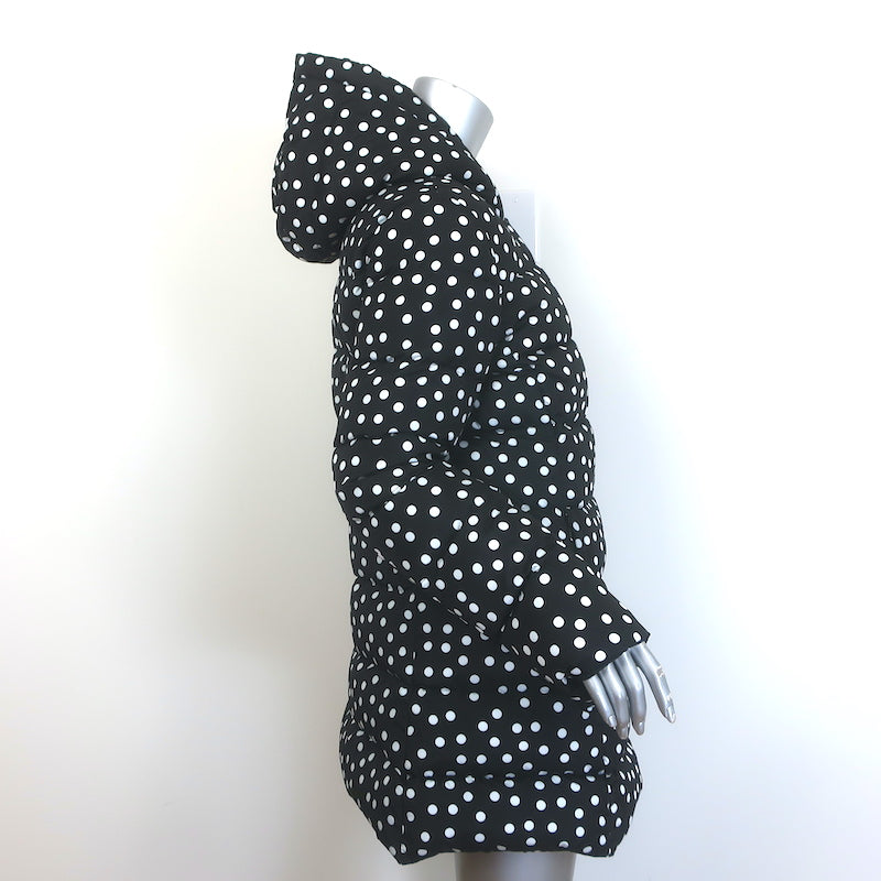 Dolce &amp; Gabbana Reversible Hooded Down Puffer Jacket Black Polka Dot Size 44