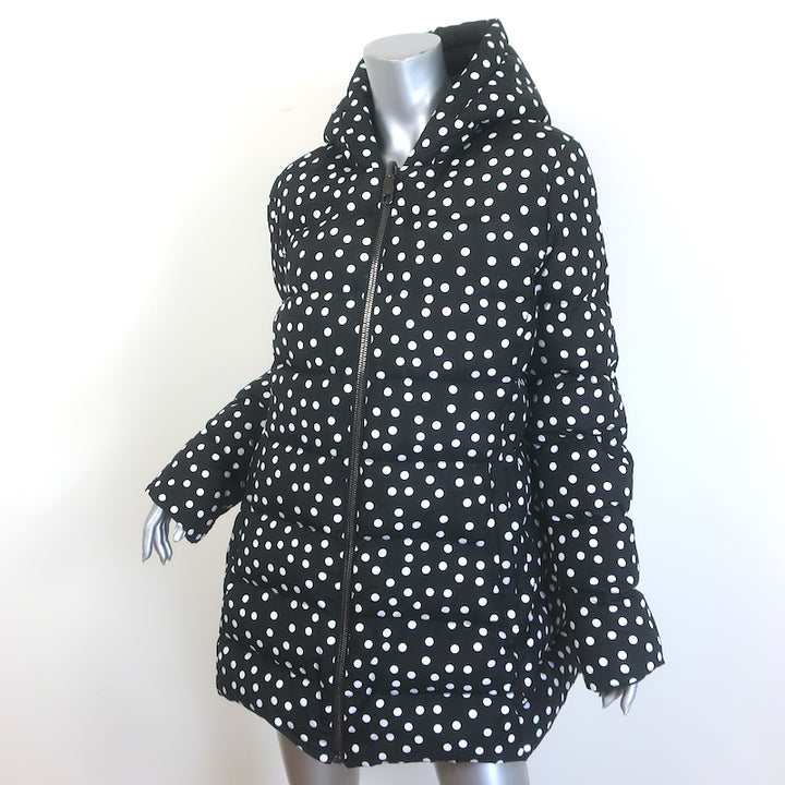 Dolce &amp; Gabbana Reversible Hooded Down Puffer Jacket Black Polka Dot Size 44