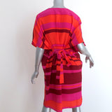 Antik Batik Dress Talencia Fuchsia Striped Silk Size Large Short Kaftan