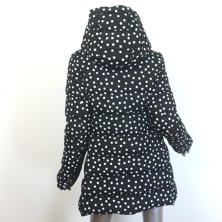 Dolce &amp; Gabbana Reversible Hooded Down Puffer Jacket Black Polka Dot Size 44