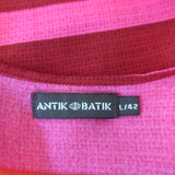 Antik Batik Dress Talencia Fuchsia Striped Silk Size Large Short Kaftan