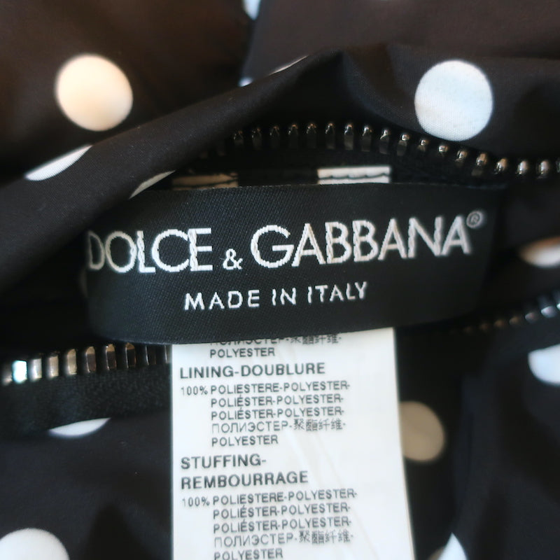 Dolce &amp; Gabbana Reversible Hooded Down Puffer Jacket Black Polka Dot Size 44
