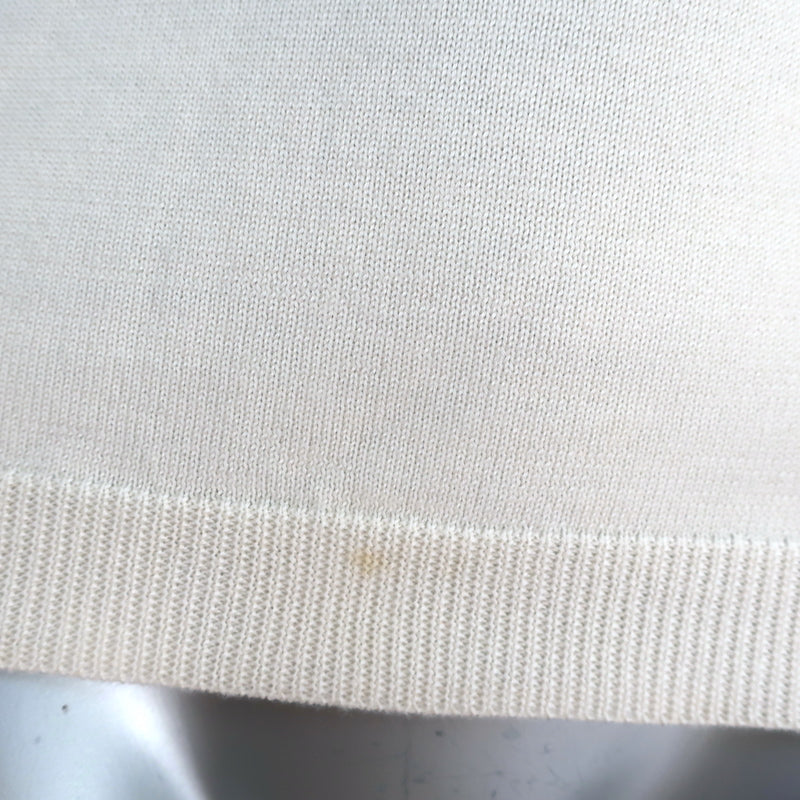Oscar de la Renta Tulle Insert Cutout Sweater Ivory Wool Size Small