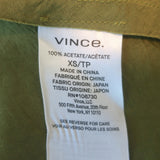 Vince Sleeveless Midi Dress Green Crinkled Satin Size Extra Small