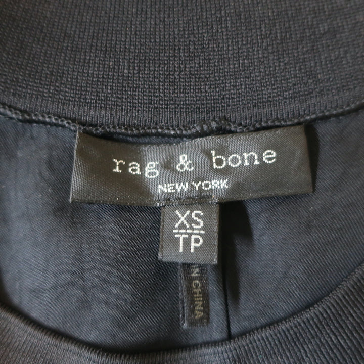 Rag &amp; Bone Short Sleeve Mini Dress Aiden Black Twill Size Extra Small