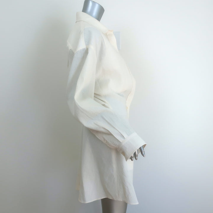 Jacquemus La Robe Baunhilha Layered Mini Shirtdress Ivory Hemp-Cotton Size 40