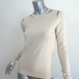 Oscar de la Renta Tulle Insert Cutout Sweater Ivory Wool Size Small
