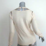 Oscar de la Renta Tulle Insert Cutout Sweater Ivory Wool Size Small