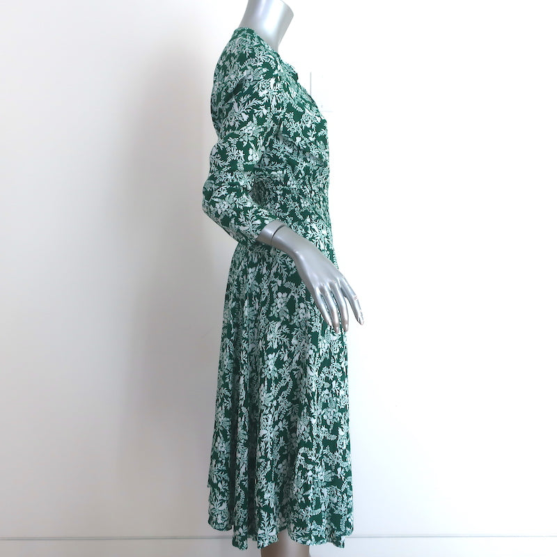 Maje Midi Dress Rayelle Green Floral Print Crepe Size 2
