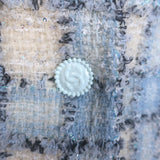 Chanel 22B Sequined Checked Tweed Coat Light Blue/White Size 38