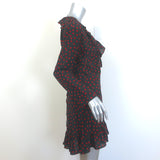 Realisation Par Alexandra Polka Dot Wrap Dress Black Ruffled Silk Size Medium