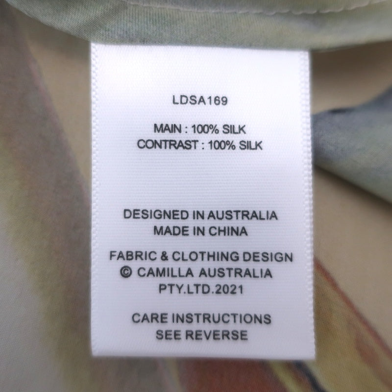 Camilla Original Sin U-Ring Cutout Maxi Dress Pink/Yellow Silk Size Small NEW