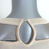 Oscar de la Renta Tulle Insert Cutout Sweater Ivory Wool Size Small