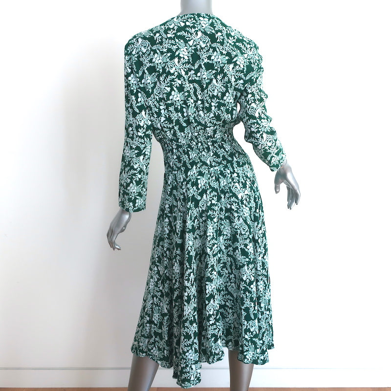 Maje Midi Dress Rayelle Green Floral Print Crepe Size 2