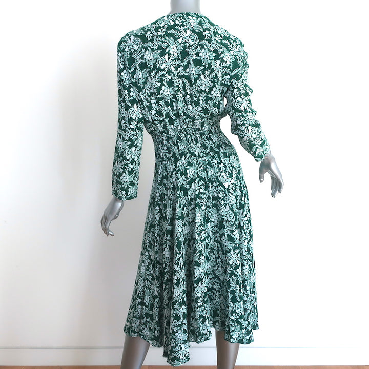 Maje Midi Dress Rayelle Green Floral Print Crepe Size 2