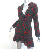 Realisation Par Alexandra Polka Dot Wrap Dress Black Ruffled Silk Size Medium