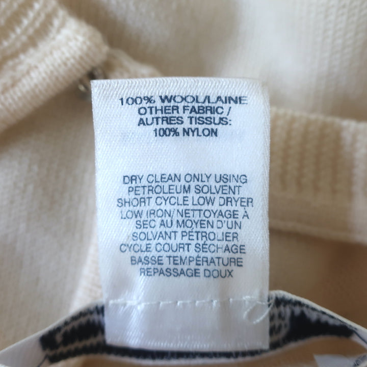 Oscar de la Renta Tulle Insert Cutout Sweater Ivory Wool Size Small