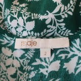 Maje Midi Dress Rayelle Green Floral Print Crepe Size 2