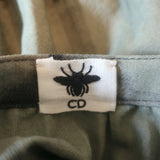 Christian Dior Pleated Tie Dye Denim Midi Skirt Olive Gray Cotton Size 38