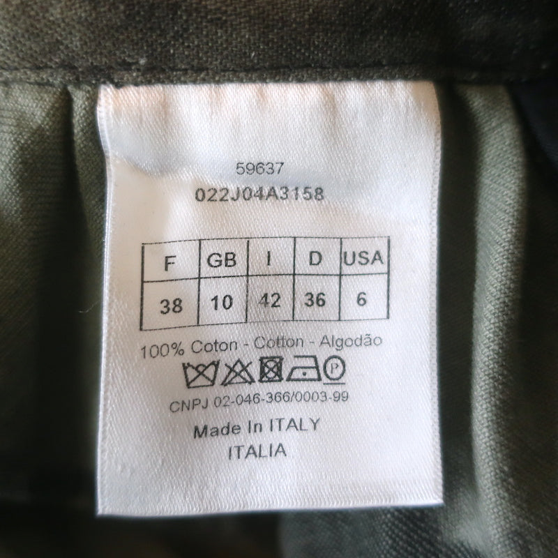 Christian Dior Pleated Tie Dye Denim Midi Skirt Olive Gray Cotton Size 38
