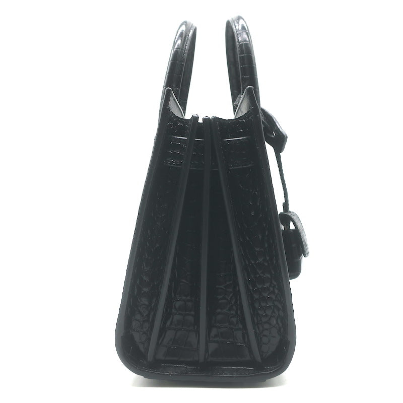 Saint Laurent Sac De Jour Nano Tote Black Croc-Embossed Leather Crossbody Bag NEW