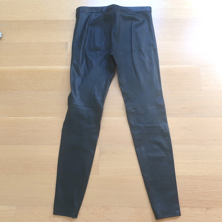 Saint Laurent Lambskin Leather Leggings Black Size 38