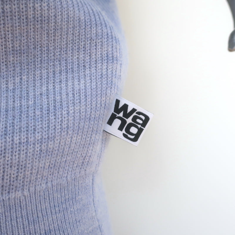 T by Alexander Wang Inner Tank Ribbed Knit Mini Dress Blue Wool Size Medium