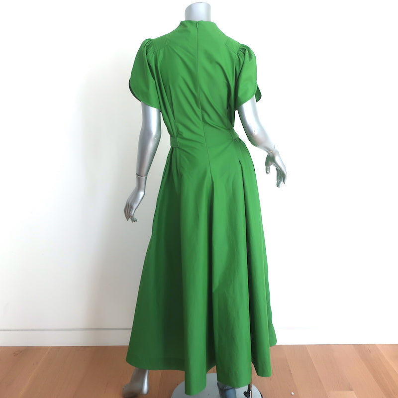 3.1 Phillip Lim Side-Tie Puff Sleeve Midi Dress Green Poplin Size 8 3.1 Phillip Lim Side-Tie Puff Sleeve Midi Dress Green Poplin Size 8