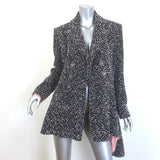 Chanel Asymmetric Ruffled Tweed Double Breasted Jacket Black/Pink Size 42