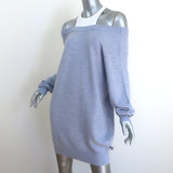 T by Alexander Wang Inner Tank Ribbed Knit Mini Dress Blue Wool Size Medium