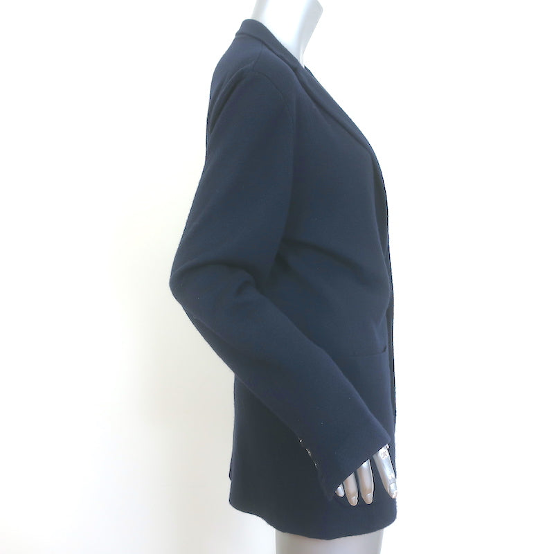 N.Peal Knit Blazer Navy Cashmere-Silk Size Medium Two-Button Jacket