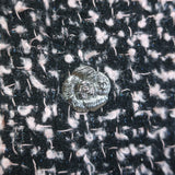 Chanel Asymmetric Ruffled Tweed Double Breasted Jacket Black/Pink Size 42