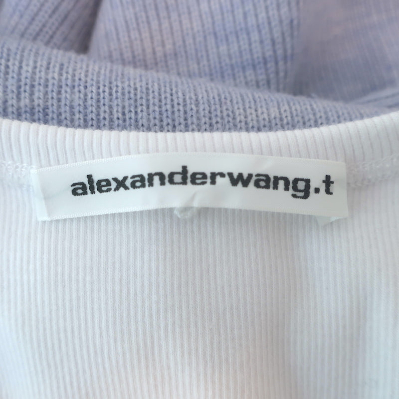T by Alexander Wang Inner Tank Ribbed Knit Mini Dress Blue Wool Size Medium