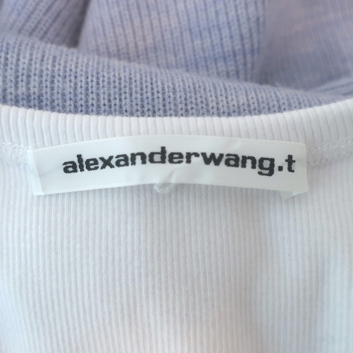 T by Alexander Wang Inner Tank Ribbed Knit Mini Dress Blue Wool Size Medium