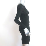 Emilio Pucci Embellished Shoulder Dress Black Ruched Wool Jersey Size US 6