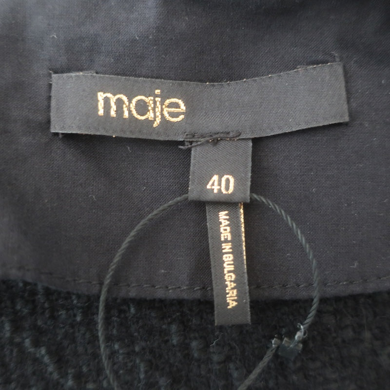 Maje Izola Tweed Short Sleeve Romper Black Wool-Blend Size 40