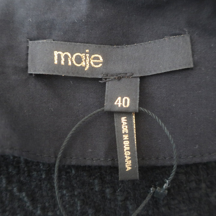 Maje Izola Tweed Short Sleeve Romper Black Wool-Blend Size 40