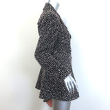 Chanel Asymmetric Ruffled Tweed Double Breasted Jacket Black/Pink Size 42
