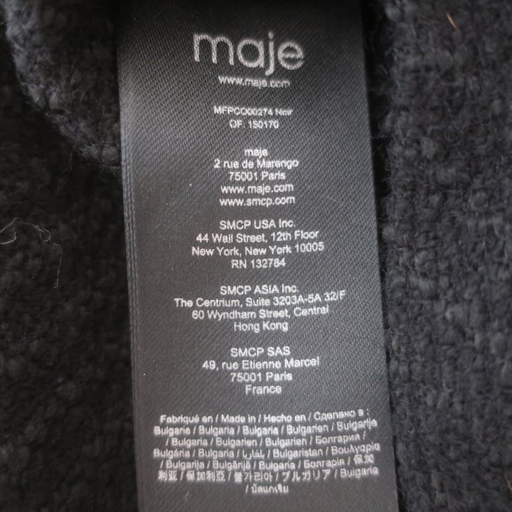 Maje Izola Tweed Short Sleeve Romper Black Wool-Blend Size 40