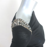 Emilio Pucci Embellished Shoulder Dress Black Ruched Wool Jersey Size US 6
