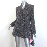 Chanel Asymmetric Ruffled Tweed Double Breasted Jacket Black/Pink Size 42