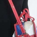 Balenciaga Bazar XS Striped Convertible Tote Red/Blue Leather Crossbody NEW