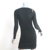 Emilio Pucci Embellished Shoulder Dress Black Ruched Wool Jersey Size US 6