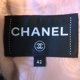 Chanel Asymmetric Ruffled Tweed Double Breasted Jacket Black/Pink Size 42