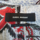 Isabel Marant Tie-Neck Top Floral Print Stretch Silk Size 40 Long Sleeve Blouse