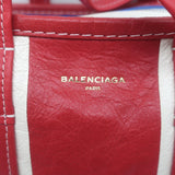 Balenciaga Bazar XS Striped Convertible Tote Red/Blue Leather Crossbody NEW
