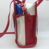 Balenciaga Bazar XS Striped Convertible Tote Red/Blue Leather Crossbody NEW