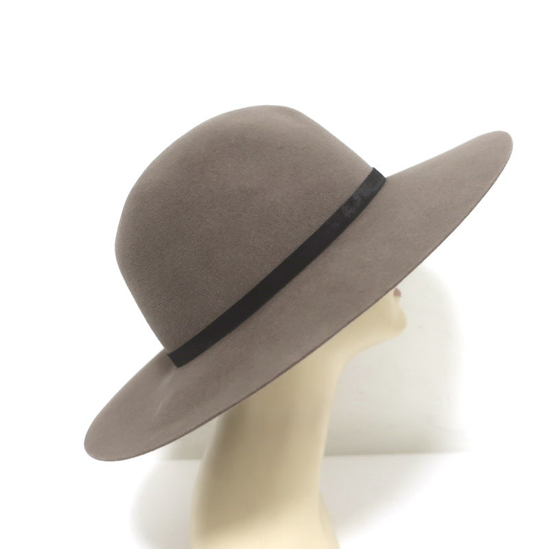 Rag &amp; Bone Wool Felt Fedora with Calf Hair Band Taupe Brown Size Medium