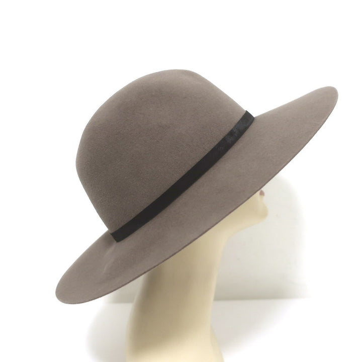 Rag &amp; Bone Wool Felt Fedora with Calf Hair Band Taupe Brown Size Medium